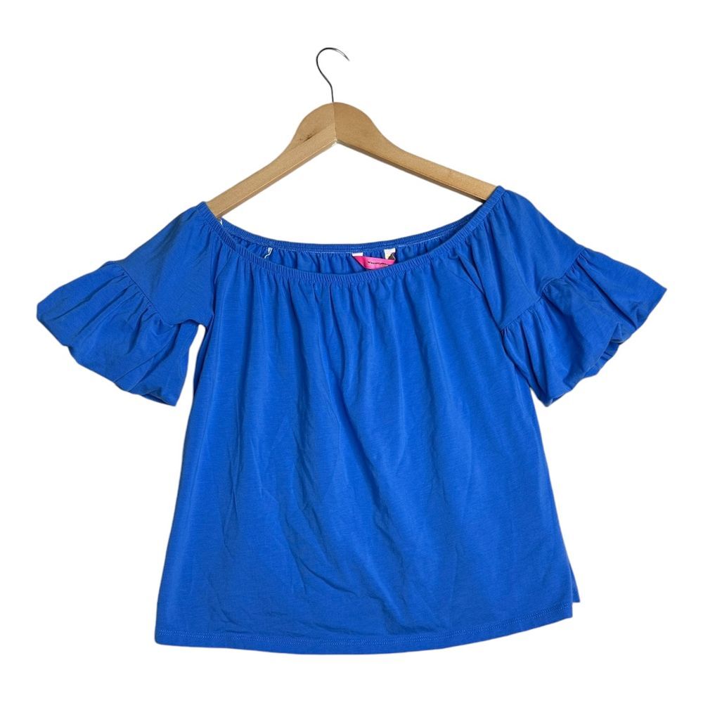 Lilly Pulitzer Almeria Off the Shoulder Pima Cotton Top size Small Blue